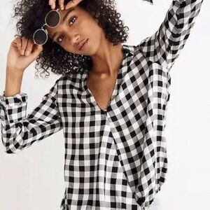 Madewell Wrap Front Buffalo Plaid Check Shirt
